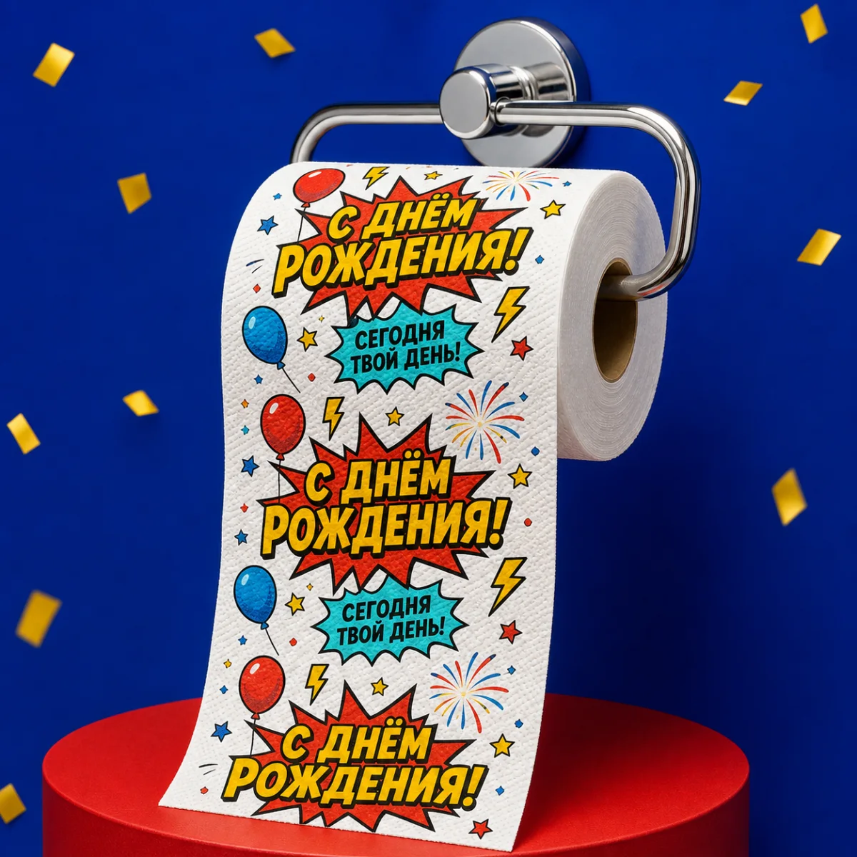 Туалетная бумага с универсальным поздравлением С днём рождения